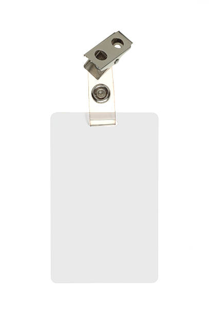 employee identification badge on white background - kimlik kartı stok fotoğraflar ve resimler