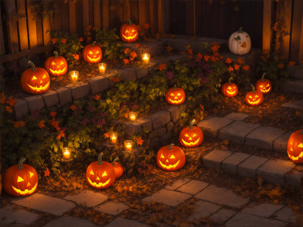 istock Halloween concept with pumpkins and candlelights 1730113297