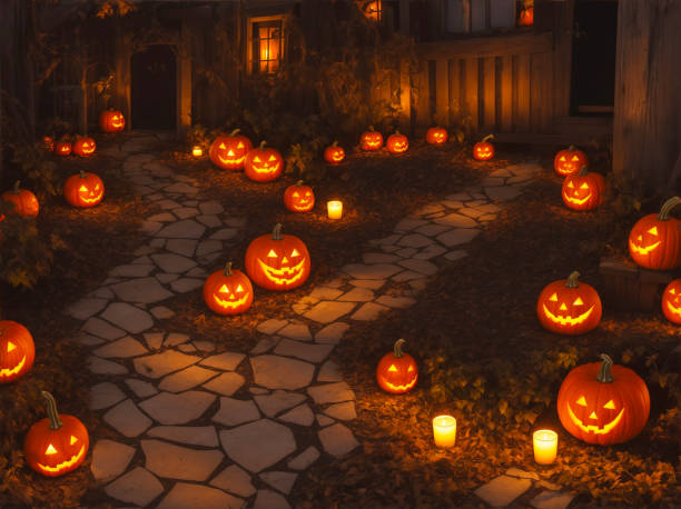 istock Halloween concept with pumpkins and candlelights 1730113817