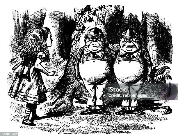 Vetores de Alice Tweedledum E Tweedledee Ilustração Alice Aventuras No País Das Maravilhas e mais imagens de Alice no País das Maravilhas