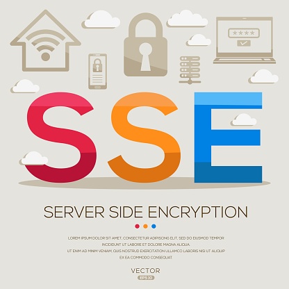 SSE _ Server Side Encryption, letters and icons, and vector illustration.