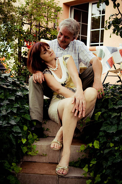 istock Tranquil married couple in a garden 173013353