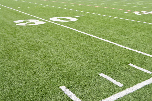 istock American Football 30 Yard Line Angled Left 173013941