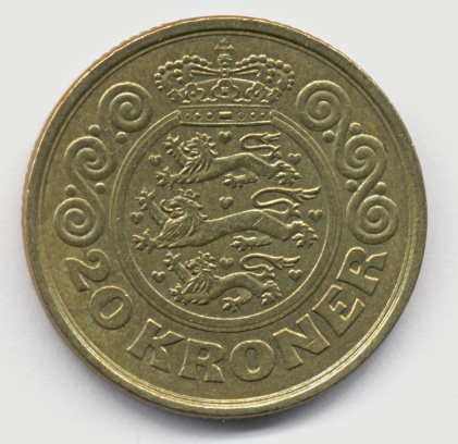 A Danish 20 kronor coin.