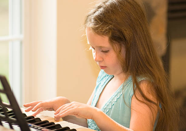 istock Little girl play piano 173014663