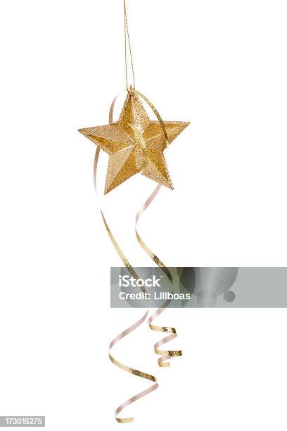 Foto de Isolado Gold Star Xxl e mais fotos de stock de Bola de Árvore de Natal - Bola de Árvore de Natal, Comemoração - Evento, Decoração