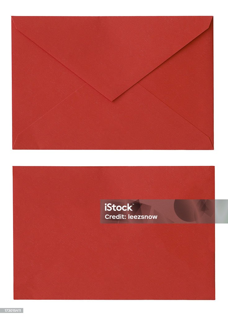 Red Envelope Isolated on White Front and back of a red envelope for holidays and romance.  Isolated on white.   Envelope Stock Photo