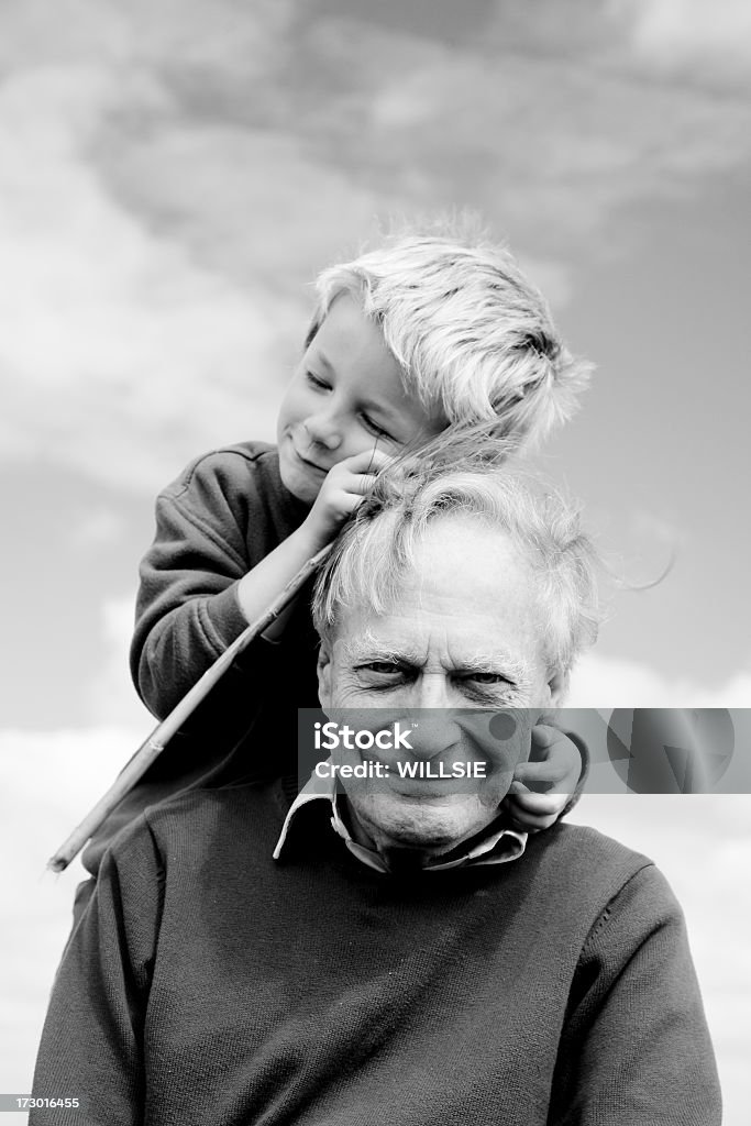 Emociones para grandpa - Foto de stock de Blanco y negro libre de derechos