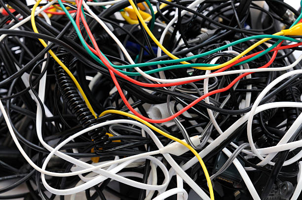 istock Tangled wires of different sizes and colors 173016531