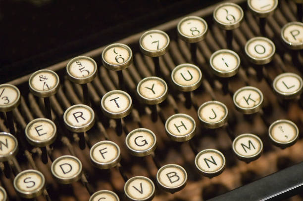 istock Close up of old typing machine 173016689