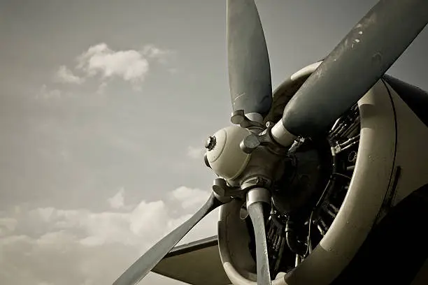 "Propellers of worlds largest single-engined Biplane. About 70 Years old Vintage Aircraft, Vintage Style postprocessed."