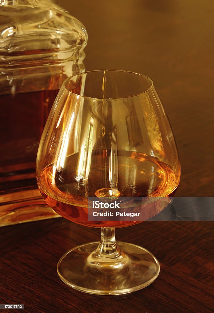 Brandy und Decanter - Lizenzfrei Alkoholisches Getränk Stock-Foto
