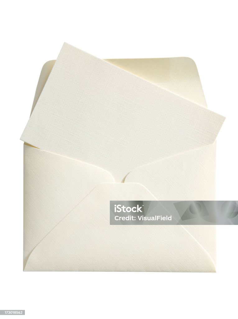Пустых открыток & конверт с Обтравка - Стоковые фото Белый фон роялти-фри