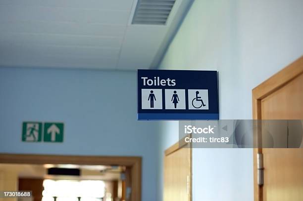 Hospital Corridor Toilets Sign Stock Photo - Download Image Now - Restroom Sign, Hospital, NHS