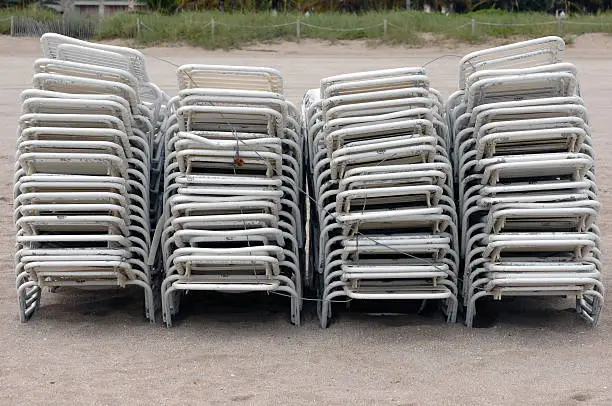 Stack of beachchairs