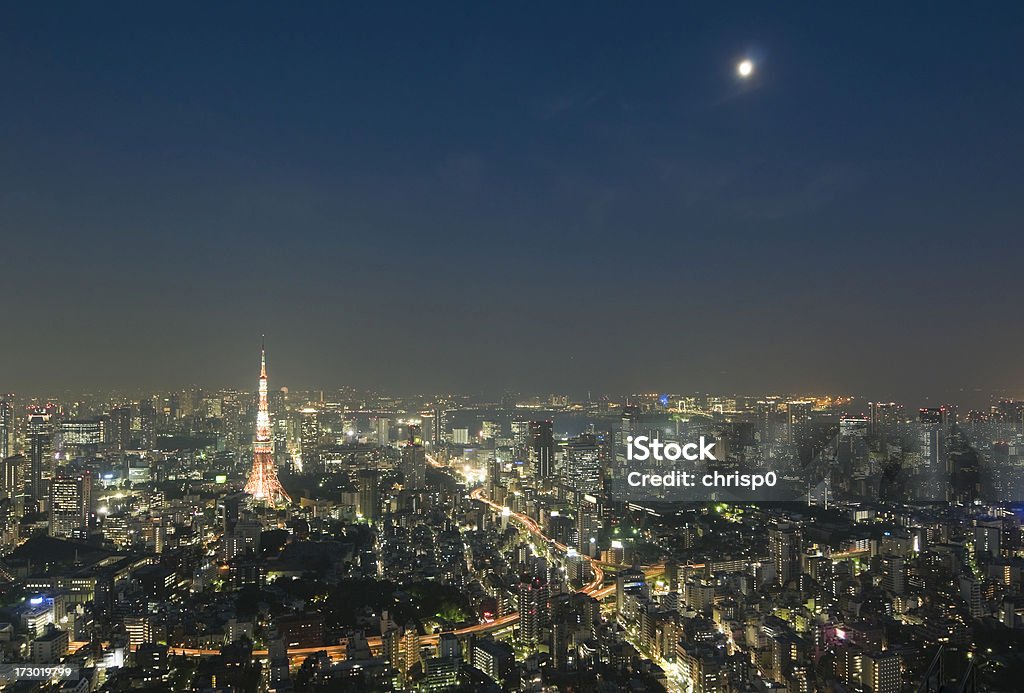 Vista aérea de Tóquio ao Anoitecer - Royalty-free Anoitecer Foto de stock