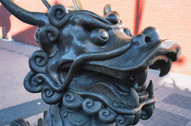 istock Bronze statue of dragon in Chinatown 1730200806