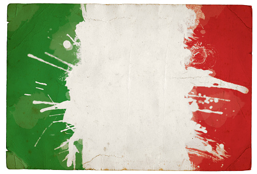 A splatter grunge effect tricolor flag of Italy