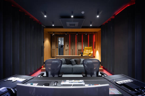 istock Interior of a two seat modern luxury recording studio 1730208271