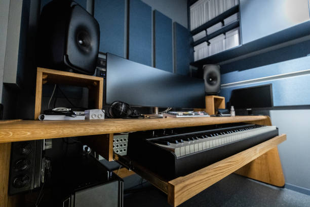 istock Interior of a small recording studio with equipment 1730209324