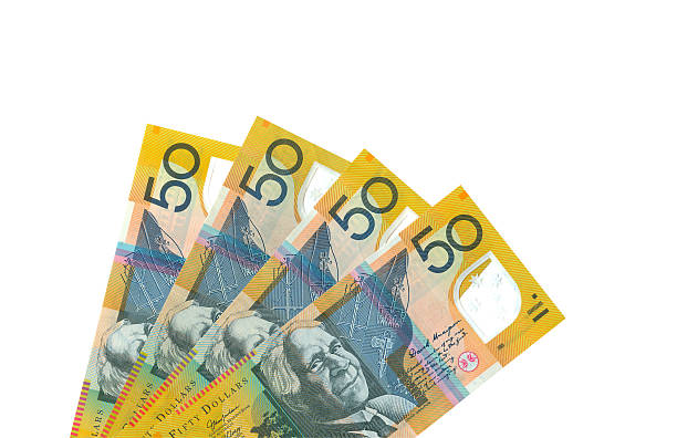 A sample 50 dollar Australian paper bill Australian 50$ Notes Isolated (clipping path) australian dollar stock pictures, royalty-free photos & images