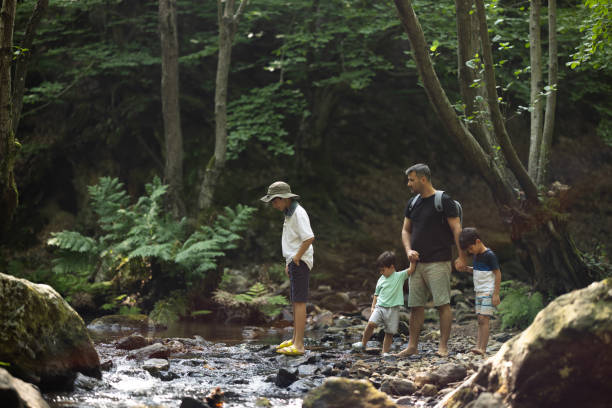 istock Father and boys hiking in the forest 1730216192