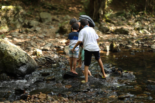 istock Father and boys hiking in the forest 1730217788