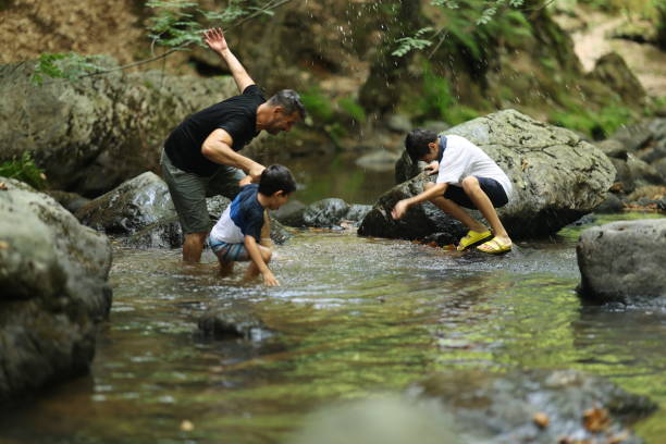 istock Father and boys hiking in the forest 1730220484