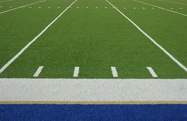 Side line on an artificial turf football field