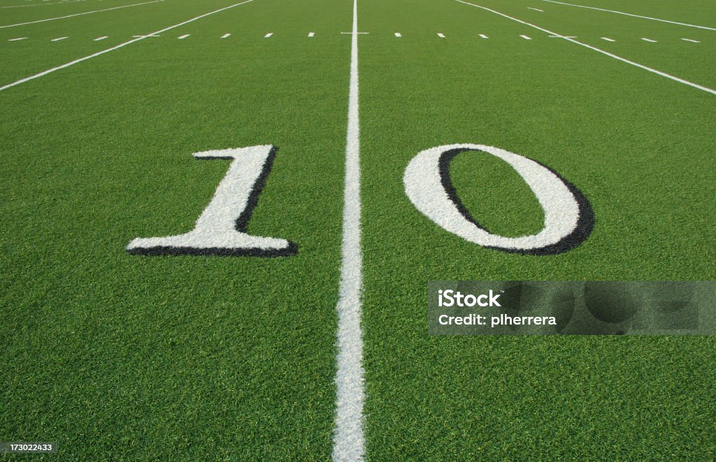 Linea delle dieci yarde - Foto stock royalty-free di Campo da football americano