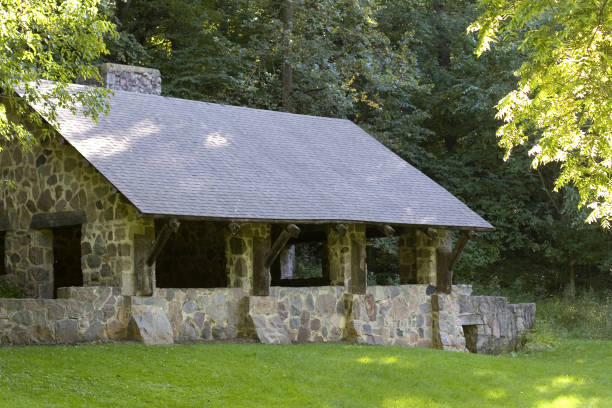 istock Rustic Stone Shelter House in County Park 173022537