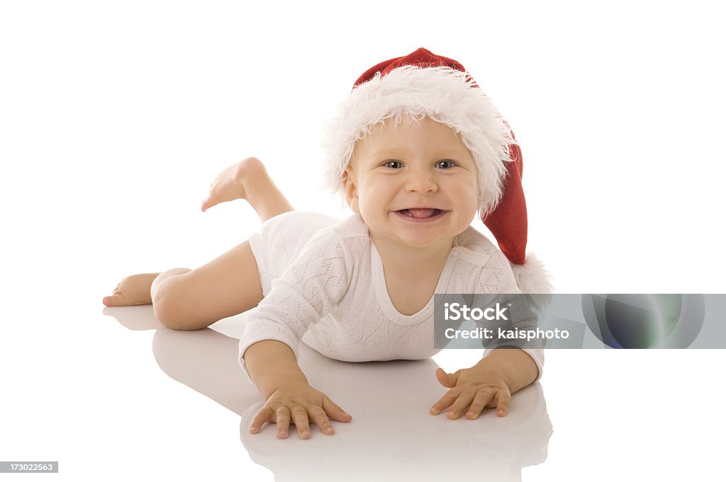 Kleiner Junge trägt eine Weihnachtsmann-Mütze - Lizenzfrei 0-11 Monate Stock-Foto