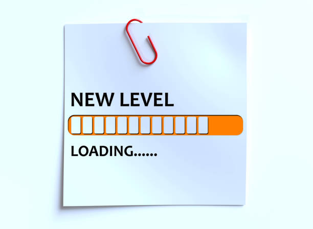 istock Loading bar with the words new level, education and business concept, progress in a game, step up for a different challenge 1730227356