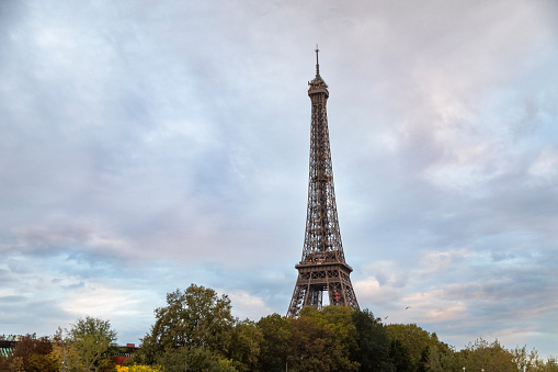 Panorama view of the Eiffel Tower from the Trocadero in Paris