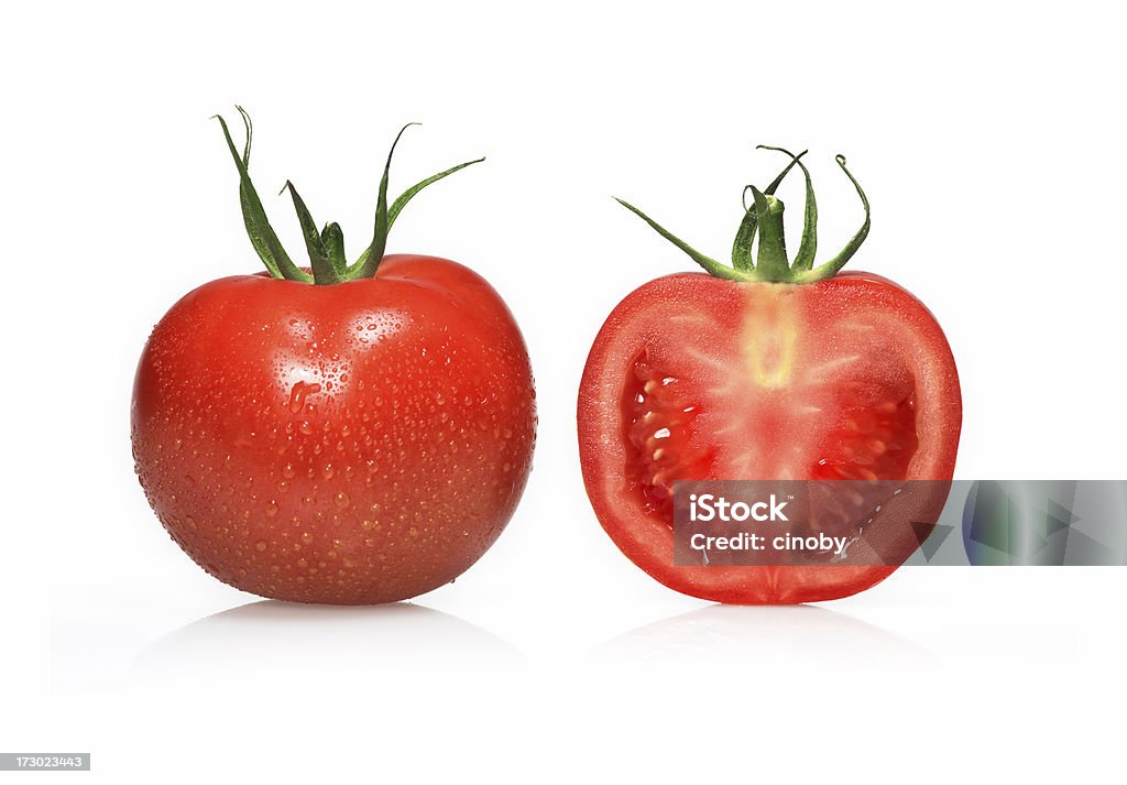 red tomato Studio Shot Cross Section Stock Photo