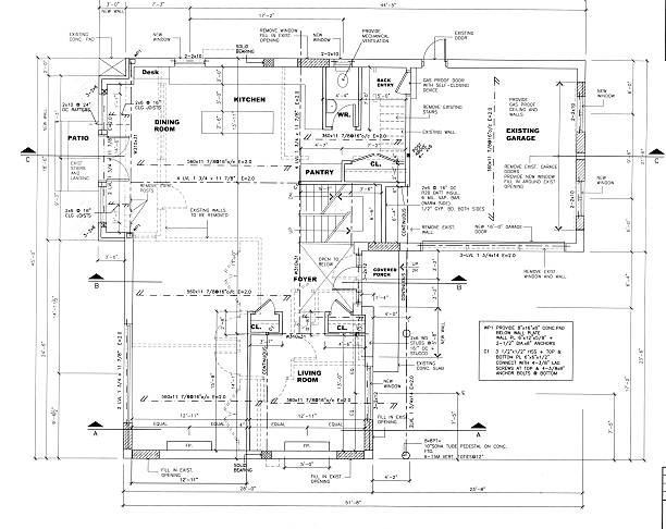 Blueprint of home with all rooms including pantry  first floor renovation blueprint drawings stock illustrations