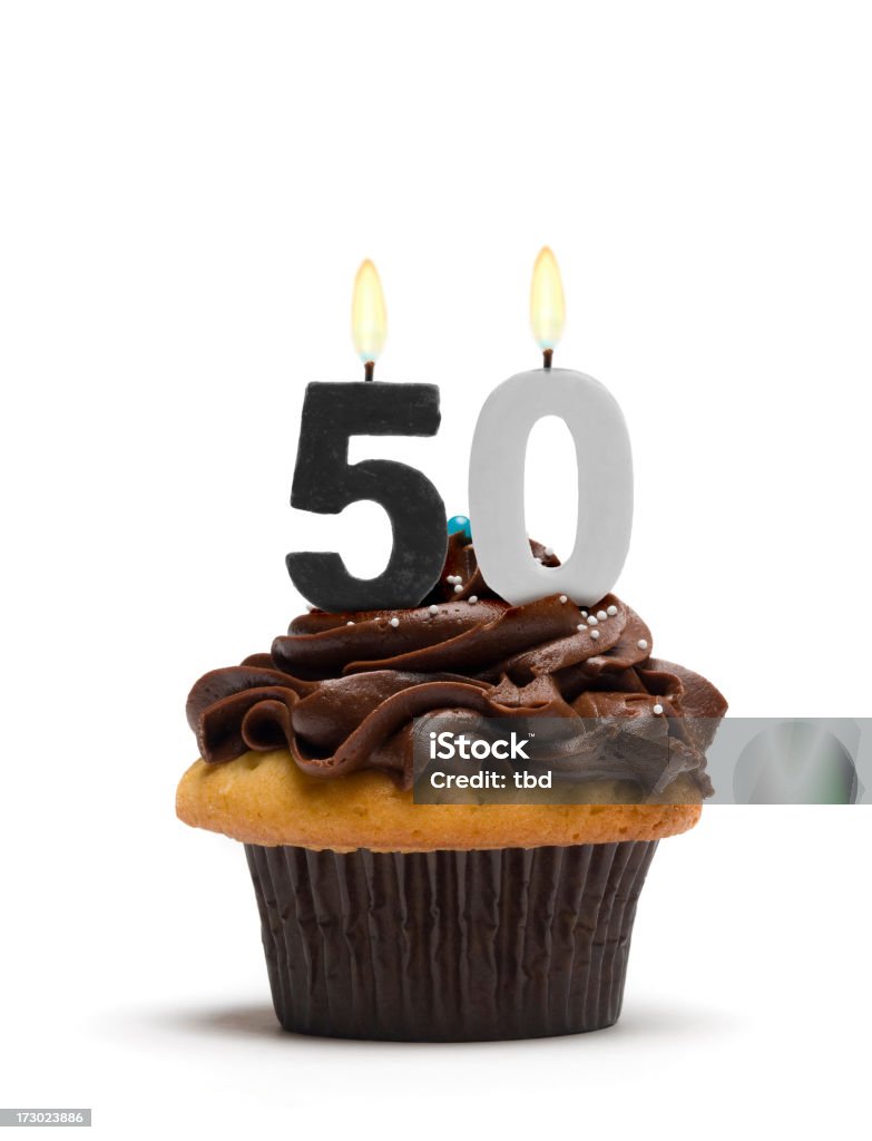 Fiftieth 誕生日カップケーキ - 50-54歳のロイヤリティフリーストックフォト