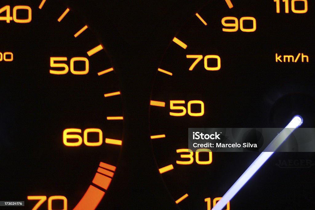 Speedometer Amber backlight km/h speedometer Arrow Symbol Stock Photo