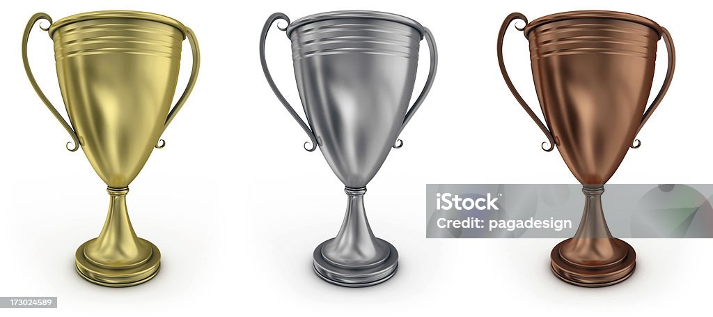 Ouro, prata e bronze xícaras - Foto de stock de Bronze - Descrição de Cor royalty-free