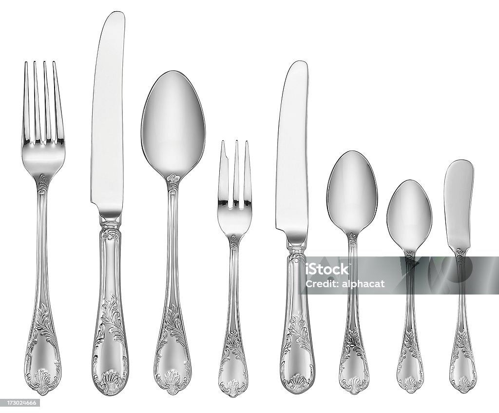 Elegant Silverware Set (Clipping Path) Full set classic design tableware with clipping path. Also find out more from my portfolio Silverware Stock Photo