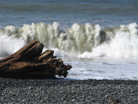 A view of waves rolling in on Rialto Beach.