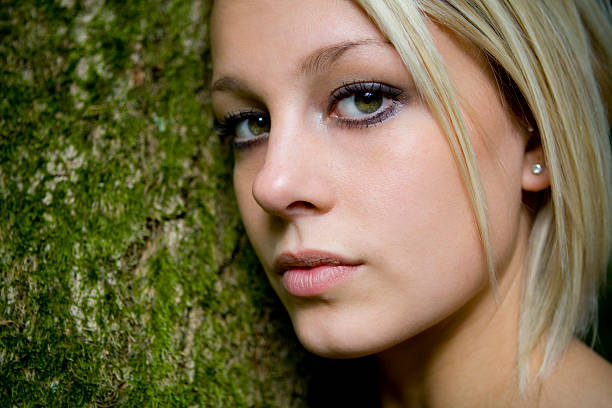 Woodland portrait of pretty girl stock photo