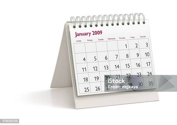Desktop Calendar January 2009 Stock Photo - Download Image Now - Calendar, Cut Out, White Background