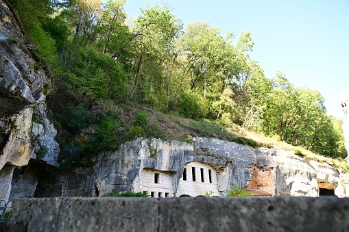 The only city in the Dordogne  surround on all sides by a ricer. The Drone River its in front of the Brantome abbey. Emperor Charlemagne founded the Benedictine monastery, abbey cloister gallery, and bell tower.