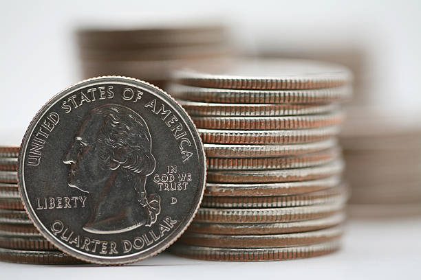 istock Quarter with Stacks of Quarters 173026057