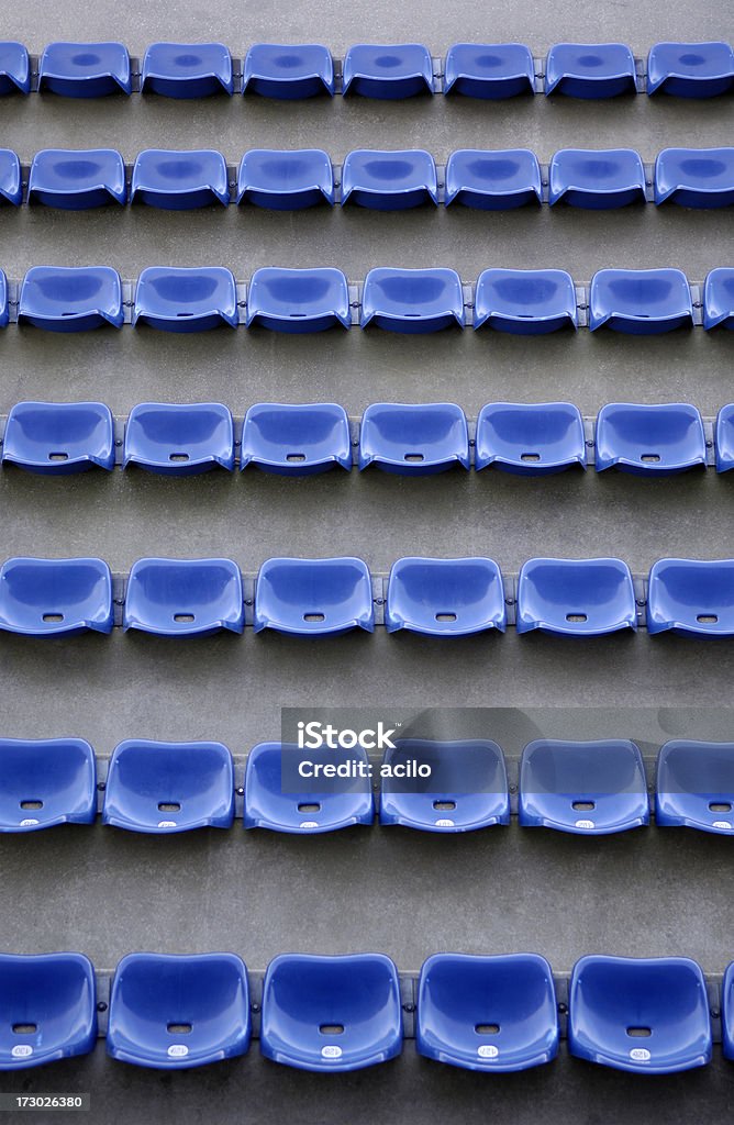 Blue stadium posti - Foto stock royalty-free di Ambientazione esterna