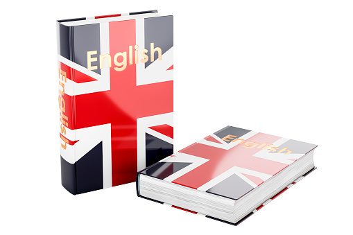 English language courses. English language textbooks, 3D rendering isolated on white background