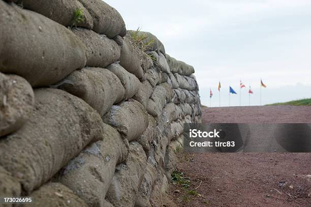 Sandbagged Bunkers From Ww2 Stock Photo - Download Image Now - Sandbag, D Day, Flag