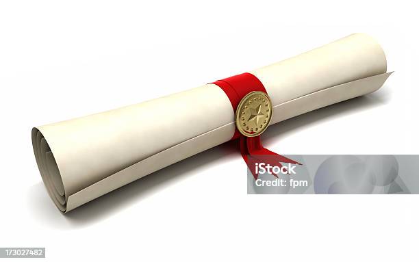 Certificate Scroll Stock Photo - Download Image Now - Diploma, Certificate, Paper Scroll