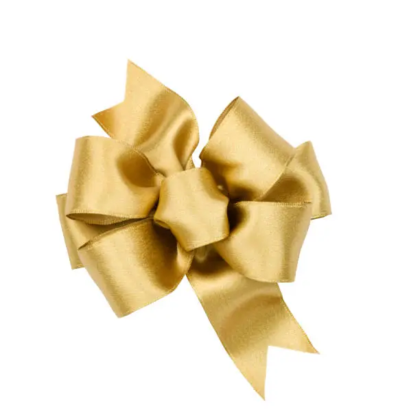 A gold gift bow with clipping path.